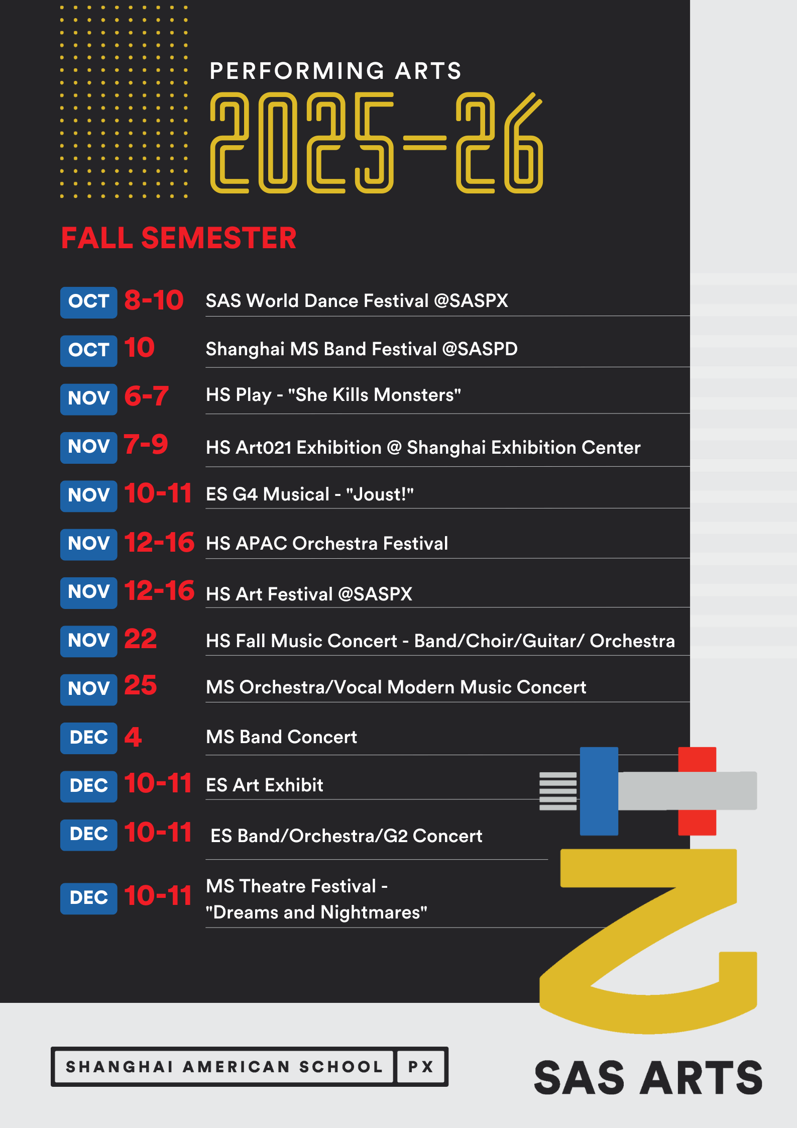 Fall 25 Puxi Arts Schedule