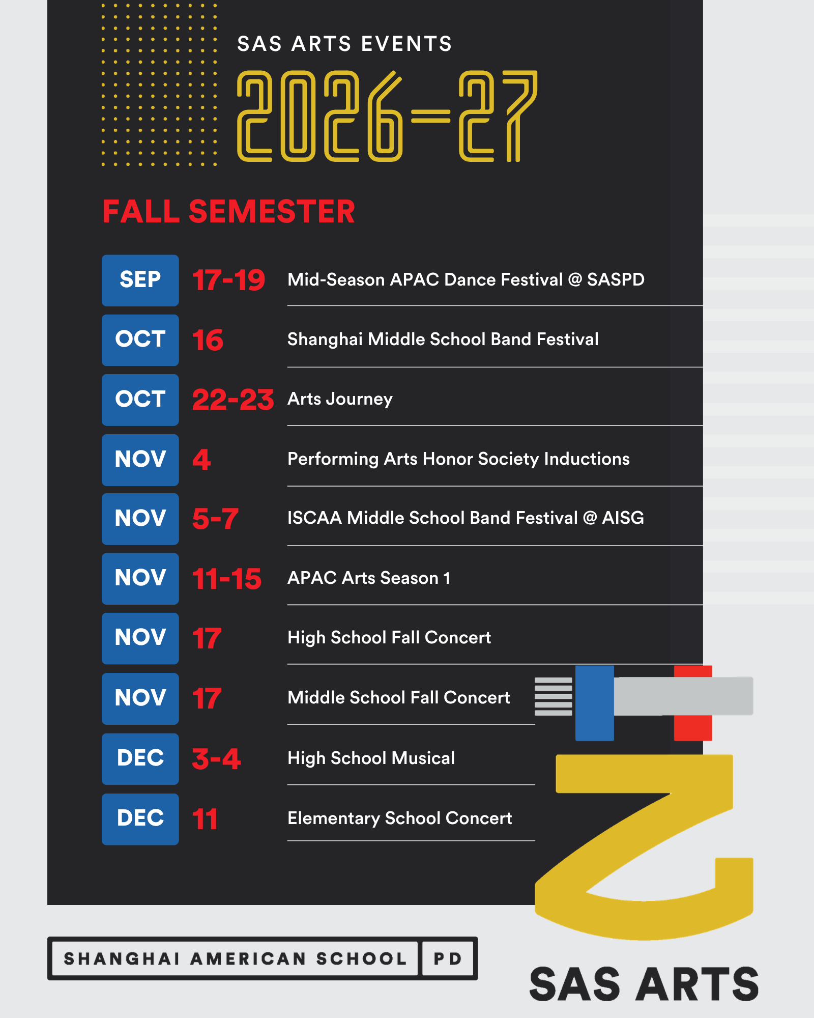 2026-27 Pudong Fall Arts Schedule